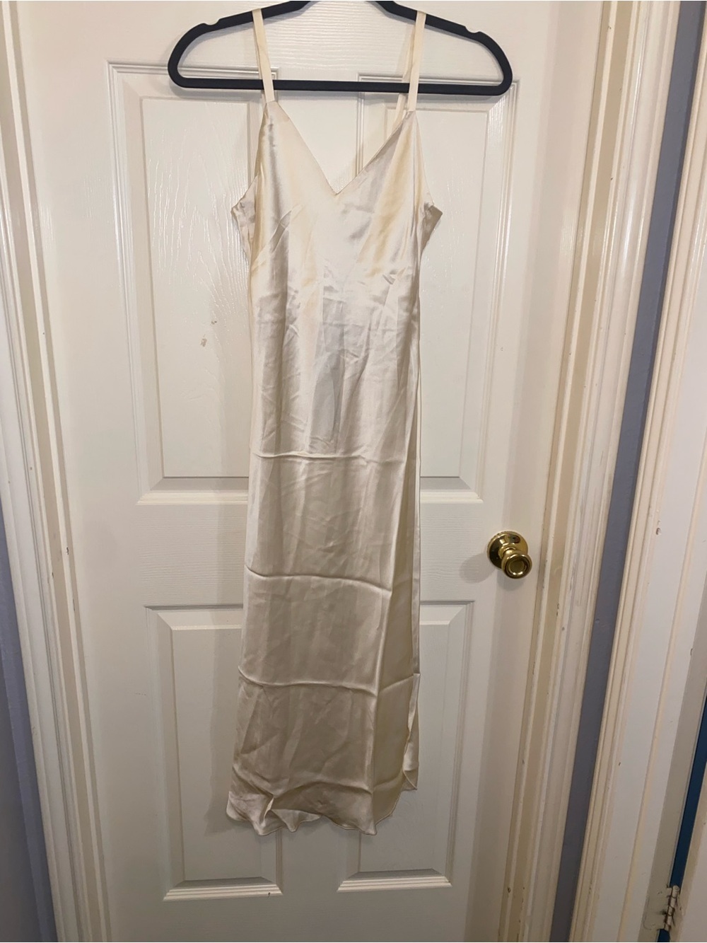 Hale Bob Silk Cream Slip Dress with Adjustable Spaghetti Straps